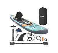 tectake® Planche de Stand-up Paddle Gonflable Adulte 2-en-1, Utilisable comme Kayak, Siege Paddle détachable, Pompe, 3 Ailerons, sac à dos, Pagaie double, Pagaie simple, Accessoires, Charge Max. 200kg