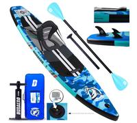 Planche de stand up paddle gonflable, accessoires complets, camouflage bleu