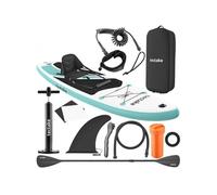 Planche de stand up paddle gonflable avec support pour appareil photo siège de kayak antidérapant jusqu'à 200 kg blanc et turquoise 320 x 84 x 39,5