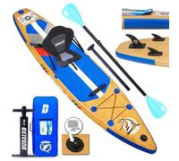 Planche de stand up paddle gonflable, kit de SUP aspect bois, tous les accessoires, capacité de charge jusqu'à 150 kg