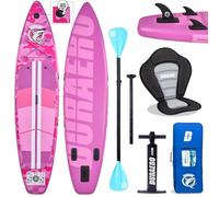 Planche de stand up paddle gonflable, support pour appareil photo, 330 x 76 x 15 cm, jusqu'à 150 kg, pompe à dragonne, sac à dos (rose, 330 x 76 x 15 cm)