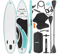 Planche de stand up paddle - TECTAKE - Paddle gonflable, SUP GONFLABLE 2 EN 1, gonflable, siège de kayak - Blanc/turquoise