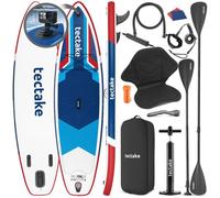 Planche de stand up paddle - TECTAKE - SUP gonflable 2 EN 1, avec support appareil photo, jusqu'à 200kg - Rouge/Bleu
