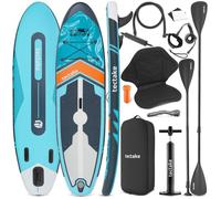 tectake® Planche de Stand-up Paddle Gonflable Adulte 2-en-1, Utilisable comme Kayak, Siege Paddle détachable, Pompe, 3 Ailerons, sac à dos, Pagaie double, Pagaie simple, Accessoires, Charge Max. 200kg