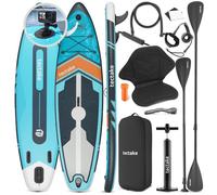 Planche de stand-up paddle - TECTAKE - SUP gonflable, CHRONOS, gonflable, avec support pour appareil photo - Turquoise/orange