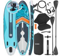 Planche de stand-up paddle - TECTAKE - SUP gonflable PALAGIOS, Kit complet 2en1 avec support pour caméra - Turquoise/Orange