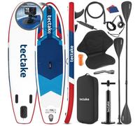 Planche de stand-up paddle - TECTAKE - SUP gonflable PALAGIOS, Kit complet 2en1 avec support pour caméra - Rouge/Bleu