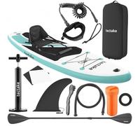 Planche de stand-up paddle - TECTAKE - SUP gonflable polyvalent 2 EN 1, gonflable, avec support appareil photo - Blanc/Turquoise