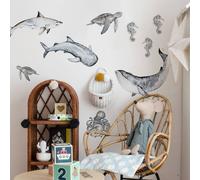 Planche de stickers enfants - poissons des océans green TU