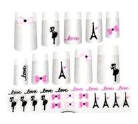 Planche de Stickers Nail Art - Thème : Love Paris Noir G