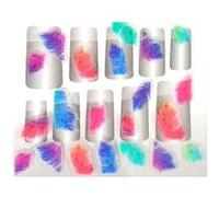 Planche de Stickers Nail Art - Thème : Plumes Multicouleurs G