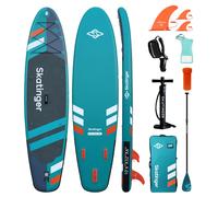 Planche de SUP SKATINGER Jade 10'6'', 320x81x15 cm, modèle polyvalent, ensemble complet comprenant pagaie, pompe, sac à dos, leash, aileron et accessoires