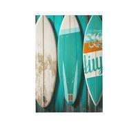 Planche de surf de style vintage sur drapeau de bienvenue en bois turquoise 6,1 x 91 cm double face qui ne se décolore pas pour maison, cour, porche, pelouse, décoration extérieure
