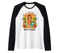 Planche de Surf rétro Hawaï Hula Girl Aloha Tropical Beach Sunset Manche Raglan