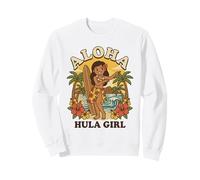 Planche de Surf rétro hawaïenne Aloha Hula Girl - Plage Tropicale - Coucher de Soleil Sweatshirt
