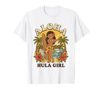 Planche de Surf rétro hawaïenne Aloha Hula Girl - Plage Tropicale - Coucher de Soleil T-Shirt