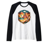 Planche de Surf Squelette Vintage Shaka Hand Manche Raglan