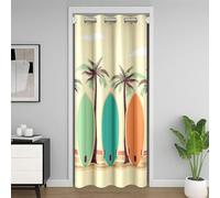 Planche de Surf Vintage Rideau de Porte 86x203,Palmier Tropical Rideau Occultant pour Porte,Planche de Surf Colorée Rideau de Porte Interieur,Thème Marin Surf Rideaux de Séparation de Chambre