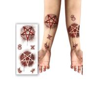 Fiestas Guirca – Planche de tatouages éphémères sataniques – Rouge – 30 x 13 cm