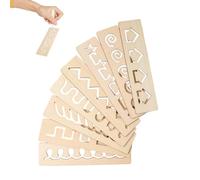Planche de Traçage pour Jouet en bois pour apprendre à écrire 8 pièces | Planche à tracer formes chiffres 5,1 x 20,3 cm Pour Préscolaire Maternelle Élèves Préscolaires B