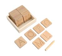Planche D'écriture En Bois Avec Boîte En Bois, 26 Pièces, Jouets De L'alphabet Anglais, Groove, Jouet Éducatif, Apprentissage De La Copie