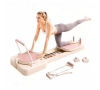 Planche d'entraînement abdominale multifonctionnelle, machine à réformer Pilates, ensemble de pilates pliable, équipement de pilates à rebond automatique, 300 kg, rose