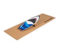 BoarderKING Indoorboard WAVE- Skateboard Surfboard planche d'acrobatie, Balanceboard planche d'équilibre - Blanc/Bleu