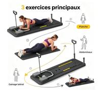Planche d'Exercice Multifonction pliable - Auto-retour 50 lbs, 100kg support - écran LCD - IParfait pour abdos, core, jambes