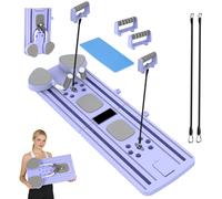 Planche d'exercice Pilates multifonctionnelle à rebond automatique, pliable, pour entraînement complet du corps à domicile, renforcement du tronc, des abdominaux, des jambes et des bras Violet