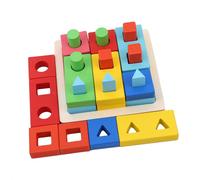 Planche D'intelligence Géométrique En Bois, Jouets Éducatifs Pour Bébés, Blocs De Construction En Forme De Colonnes Assorties, Outils D'enseignement Lava1