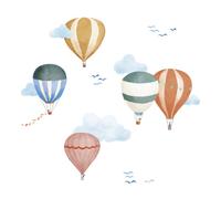 Planche easy stickers montgolfière aquarelle