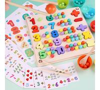 Planche En Bois Éducative Montessori Pour Enfants, Jouets De Maths, Planche Occupée, Forme De Comptage, Couleurs Assorties, Puzzle De Pêche, Jouets D'Apprentissage, Cadeaux