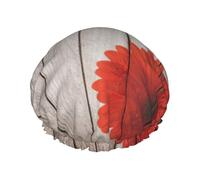 Planche en bois rétro fleur rouge dahlia multi-scènes et multi-usages douche spa double couche étanche bonnet de douche et bonnet de cuisine, convient pour adultes, enfants, hommes et femmes.