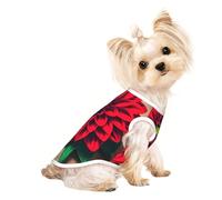Planche en bois rétro imprimé floral rouge dahlia pour chien T-shirt d'été pour animaux de compagnie T-shirts extensibles pour chats et chiens T-shirt sans manches débardeur pour chien