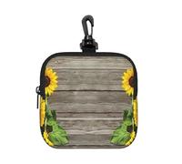 Planche en Bois Tournesols,Pochette de Rangement carrée à Fermeture éclair, Porte-Monnaie en néoprène, Petit Portefeuille, Pochette à Monnaie, Porte-Monnaie