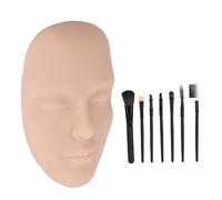 Planche en silicone réutilisable réaliste pour le visage, pratique du maquillage 3D, avec 7 pinceaux (Couleur de peau moyenne)