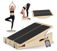 Planche inclinée 2 en 1 en bois pour étirement et équilibre du mollet, planche inclinée professionnelle réglable pour la thérapie physique, pour genoux, cheville, talon, pieds, jambes (bûche S)