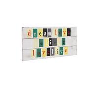 Planche murale Love-Life panneau style shabby vintage 3 crochets 30x60cm Multicolore G