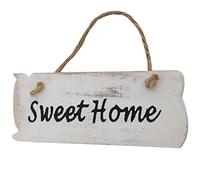 Planche murale Sweet Home style shabby vintage 10x25x1cm blanc
