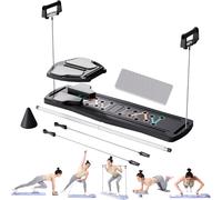 Planche Pilates, Ensemble Pilates Reformer, équipement Pilates Multifonction 15 en 1, Planche Abdominale Pliable et Portable pour l'entraînement à Domicile ou au Bureau,Noir
