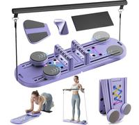 Planche Pilates Reformer 6 en 1 Pliable avec Bandes de résistance, Planche Abdominale sans Assistance, Support de coude pour équipement d'entraînement à Domicile