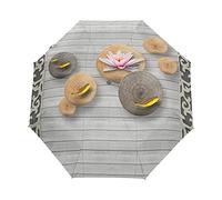 Planche Poisson Bois Motif Parapluie Pliable Pliant à Ouverture Automatique Parapluies Pliant Coupe-Vent pour Voyager Plage Femmes Enfants Homme Fille