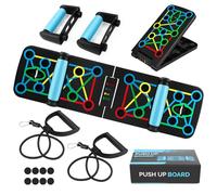 Planche Pompe Musculation 17 en 1, Push Up Board avec Antiglisse Poignées avec 2 cordes de résistance élastiques et poignée, pour Le Fiteness à Domicile