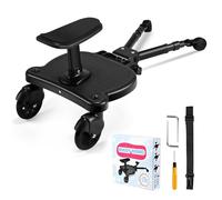 Planche Poussette Universelle,FNRIDS Skate Poussette Universelle, Portable Kiddy Boards,avec Sangle de Suspension,Rotation à 360,Planches à Roulettes pour bébé pour Enfants de 2 à 6 Ans (25kg) (noir)