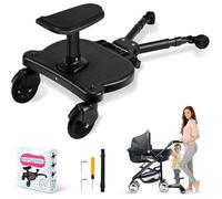 Planche Poussette Universelle Noir Avec Siège, Marchepied Pour Deuxième Enfant, Fixation Facile Par Sangle, Roues PU Pivotantes