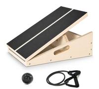 Planche professionnelle inclinée en bois, planche d'inclinaison réglable et étireur de mollet, planche d'étirement avec balle de massage à picots et tube de résistance à l'étirement pour exercice de