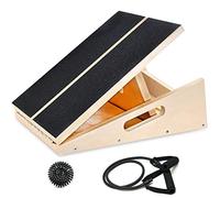 Planche professionnelle inclinée en bois, planche d'inclinaison réglable et étireur de mollet, planche d'étirement avec balle de massage à picots et tube de résistance à l'étirement pour exercice de