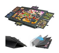 Planche Puzzle 1000 Pieces en Feutre avec 6 Tiroirs, Table Puzzle avec Support et Housse 2 en 1, Puzzle Table Portable pour Adultes, Cadeau de Noël pour Enfants (Noir)