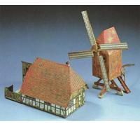Planche Schreiber Maquette en carton Moulin à vent avec ferme HO