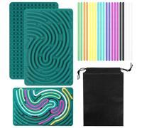 Planche sensorielle, Jouet sensoriel en Silicone, Jouet sensoriel Double Face pour l'Autisme ADHD pour Enfants de 3 Ans et Plus & avec Sac de Voyage & 20 Accessoires Bandes de Silicone(Vert)